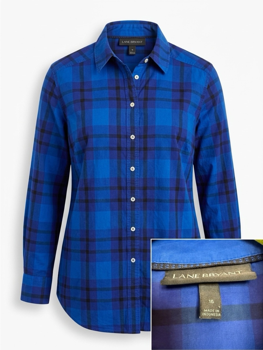 Lot of 2 Lane Bryant Plaid Button-Down Shirts